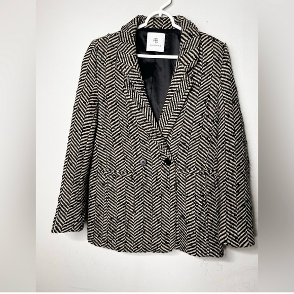 Anine Bing Double Breasted Fishbone Blazer Tweed Size XS - Picture 4 of 9
